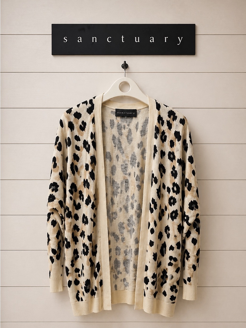 SANCTUARY Leopard Print Open Cardigan – Size L